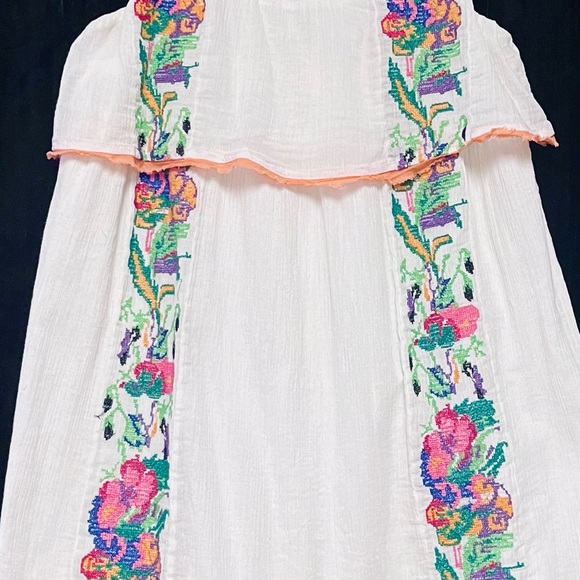 Free People Embroidered Mini Slip Dress Gauze White Crochet Beach Party XS Boho - Picture 5 of 14